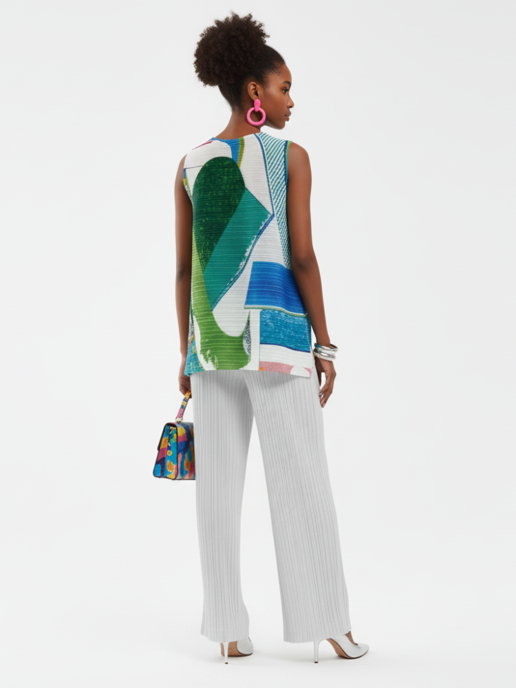 BYMANYC New York Pleated Printed Sleeveless Top Women's