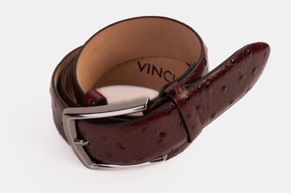 The Porto Alegre Burgundy Leather Belt