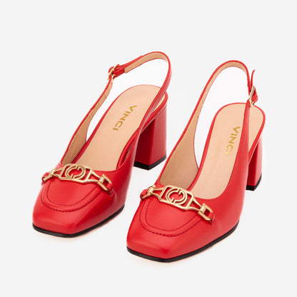 The Potomac Red Leather Slingback Women Sandal