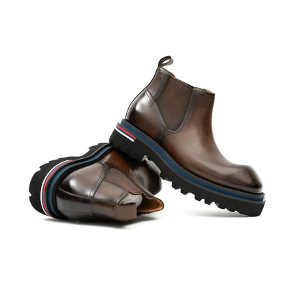 Premium Handcrafted Genuine Chelsea Boots Calfskin Brown