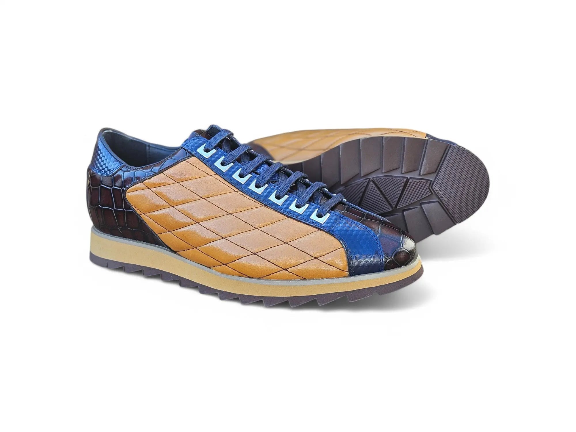 Men’s Luxury Quilted Leather Sneaker Crocodile KS62