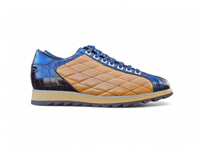 Men’s Luxury Quilted Leather Sneaker Crocodile KS62