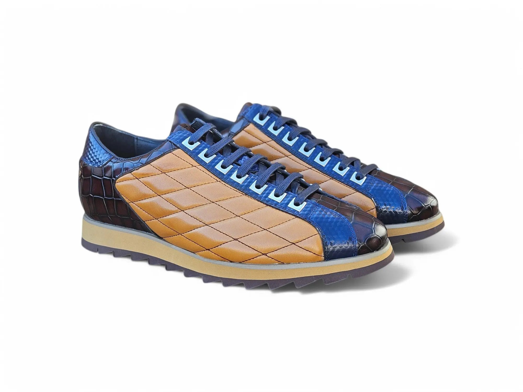 Men’s Luxury Quilted Leather Sneaker Crocodile KS62