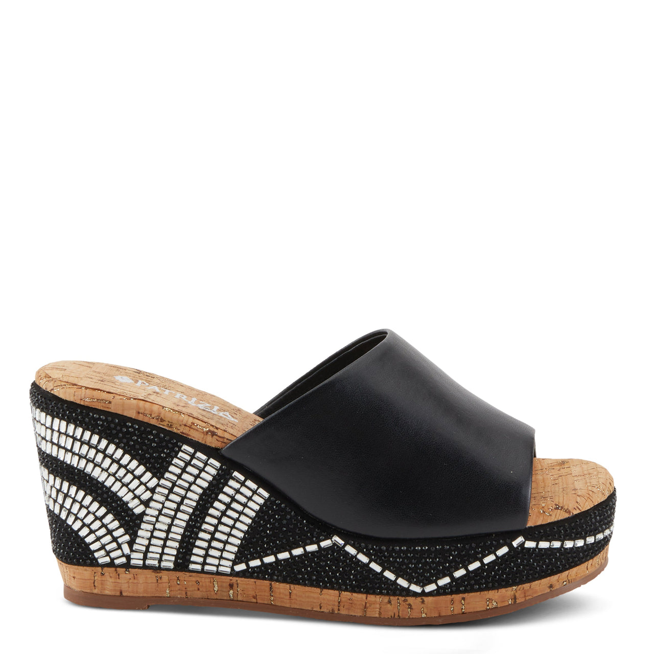 Women's Spring Step Patrizia Radiant Sandals in black with strappy design and comfortable cushioned footbed