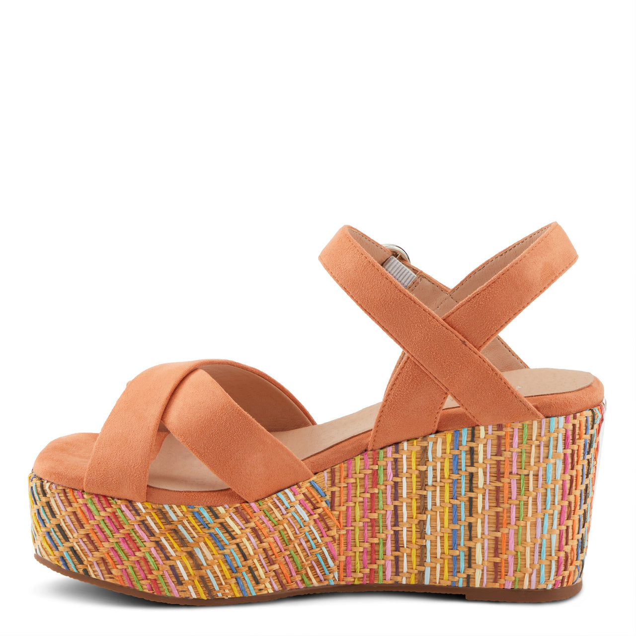 A pair of colorful Spring Step Shoes Patrizia Rainbowfun sandals with comfortable cushioned sole and adjustable ankle strap