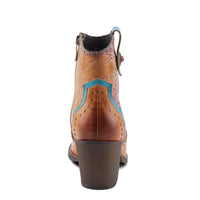 Thumbnail for Hand-painted leather L'Artiste Rebamac boots with floral design and stacked heel