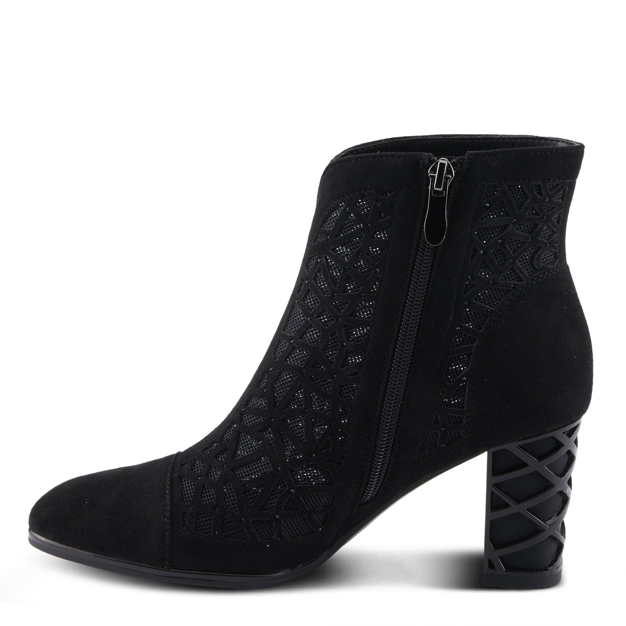 Stylish and edgy black leather Azura Rebelia boots with silver buckle detail