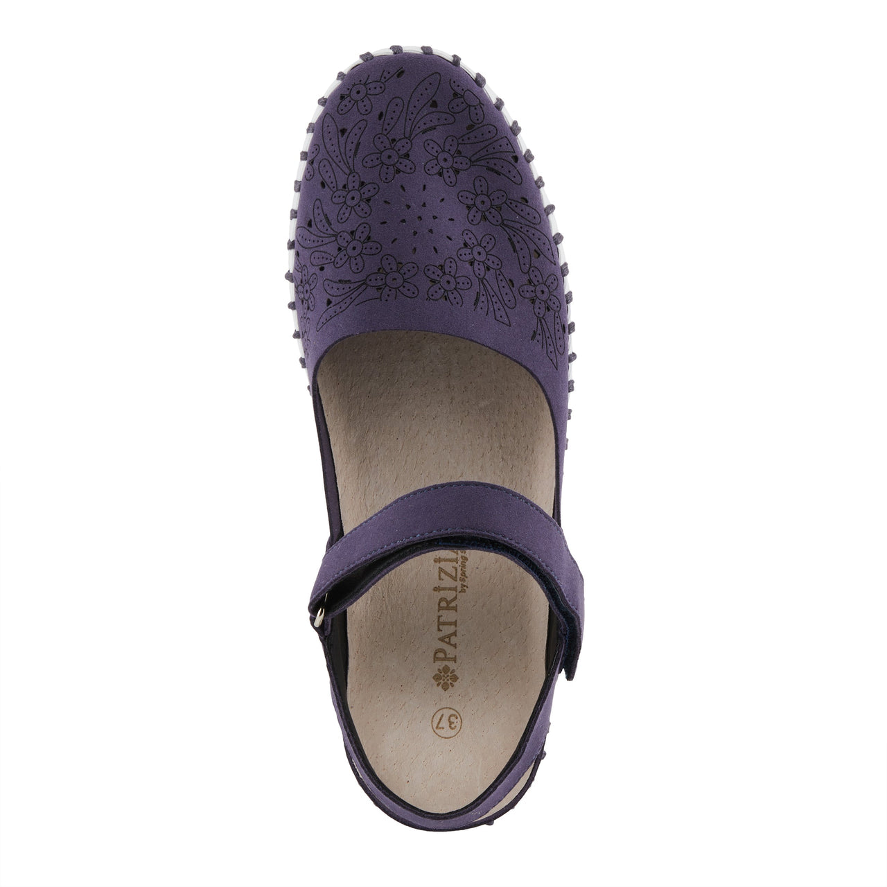  Spring Step Shoes Patrizia Rissa Sandals in lavender with hand-painted leather and decorative buckle for a touch of elegance