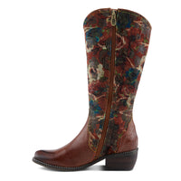 Thumbnail for Genuine leather cowboy boots with hand-painted floral design