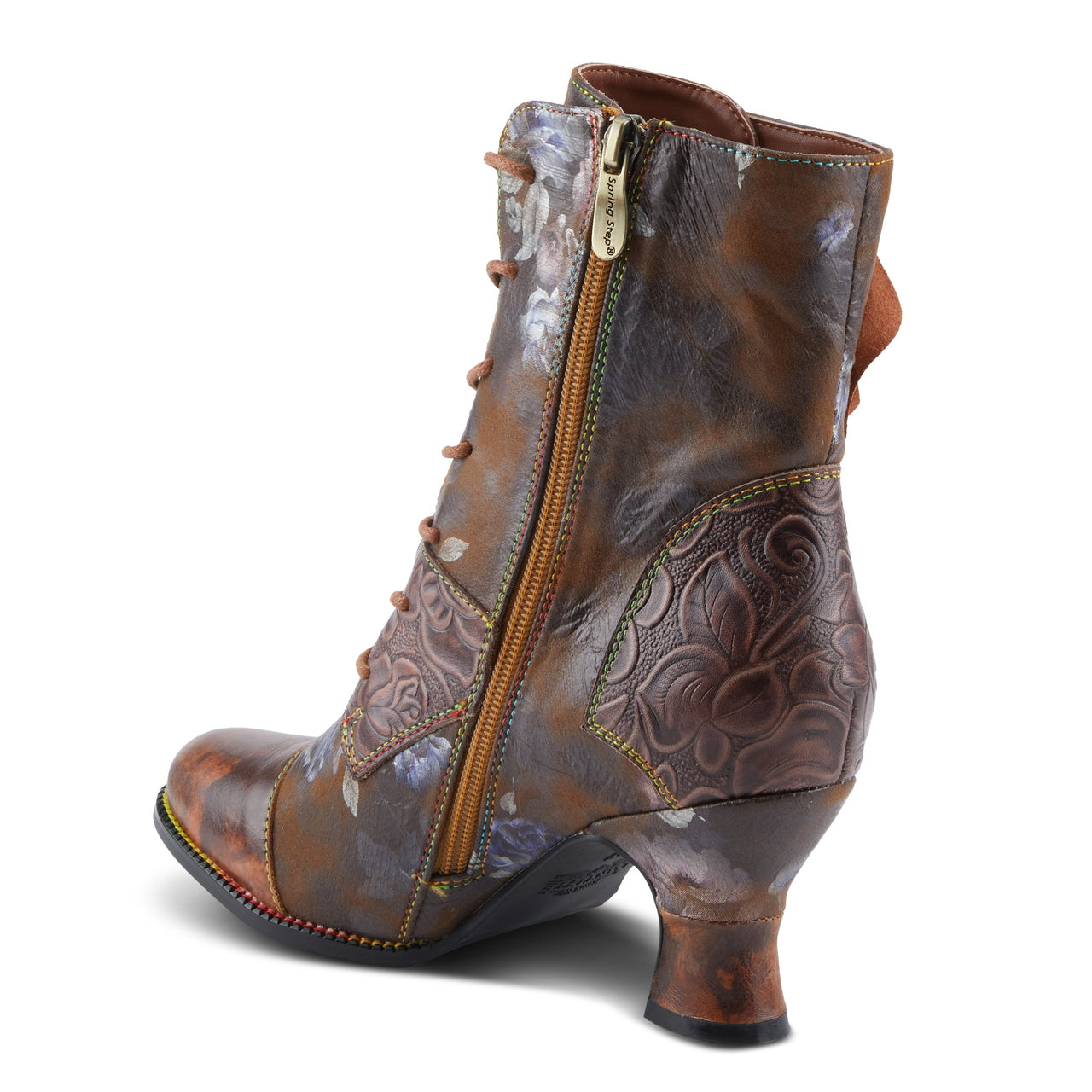 Beautiful hand-painted leather ankle boots in vibrant floral design by L'Artiste Roselia-Stunning Boots