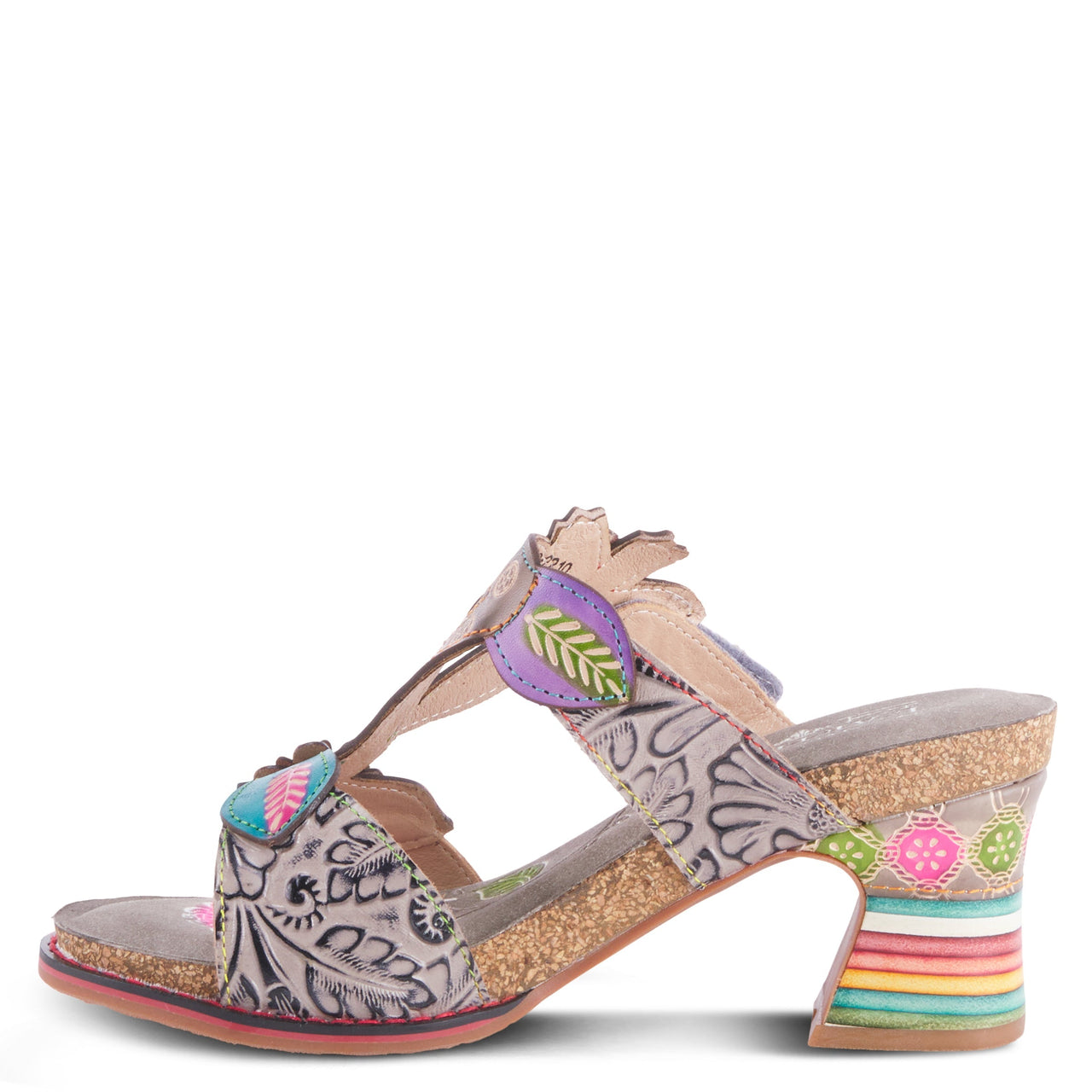 L'ARTISTE ROSSIE HEELED SANDALS with hand-painted leather upper