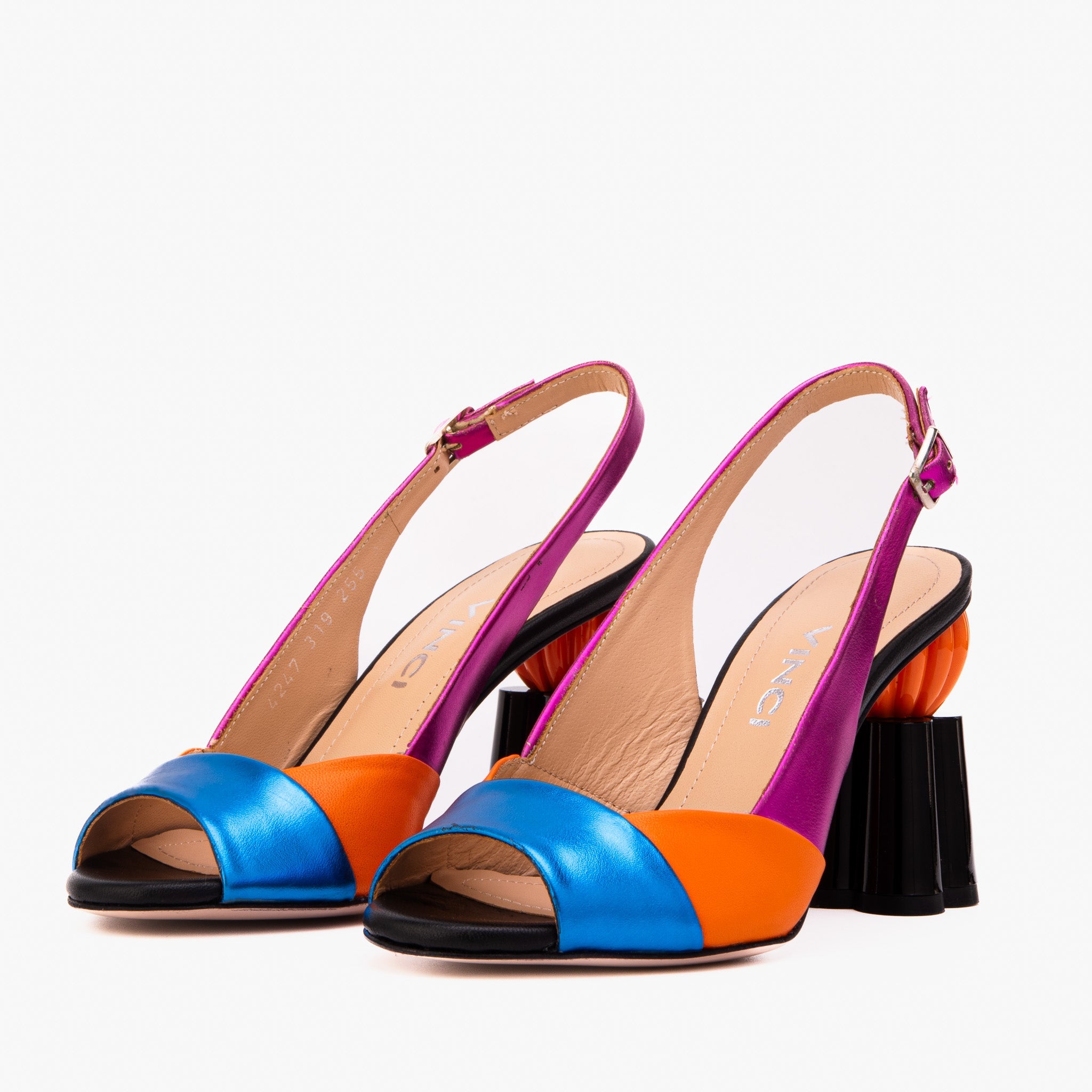 The Rize Multicolor Pumpkin Heel Leather Women Sandal