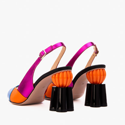 The Rize Multicolor Pumpkin Heel Leather Women Sandal
