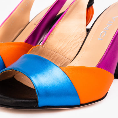 The Rize Multicolor Pumpkin Heel Leather Women Sandal