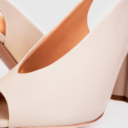 The Cimla Cream Leather Pumpkin Heel Women Sandal
