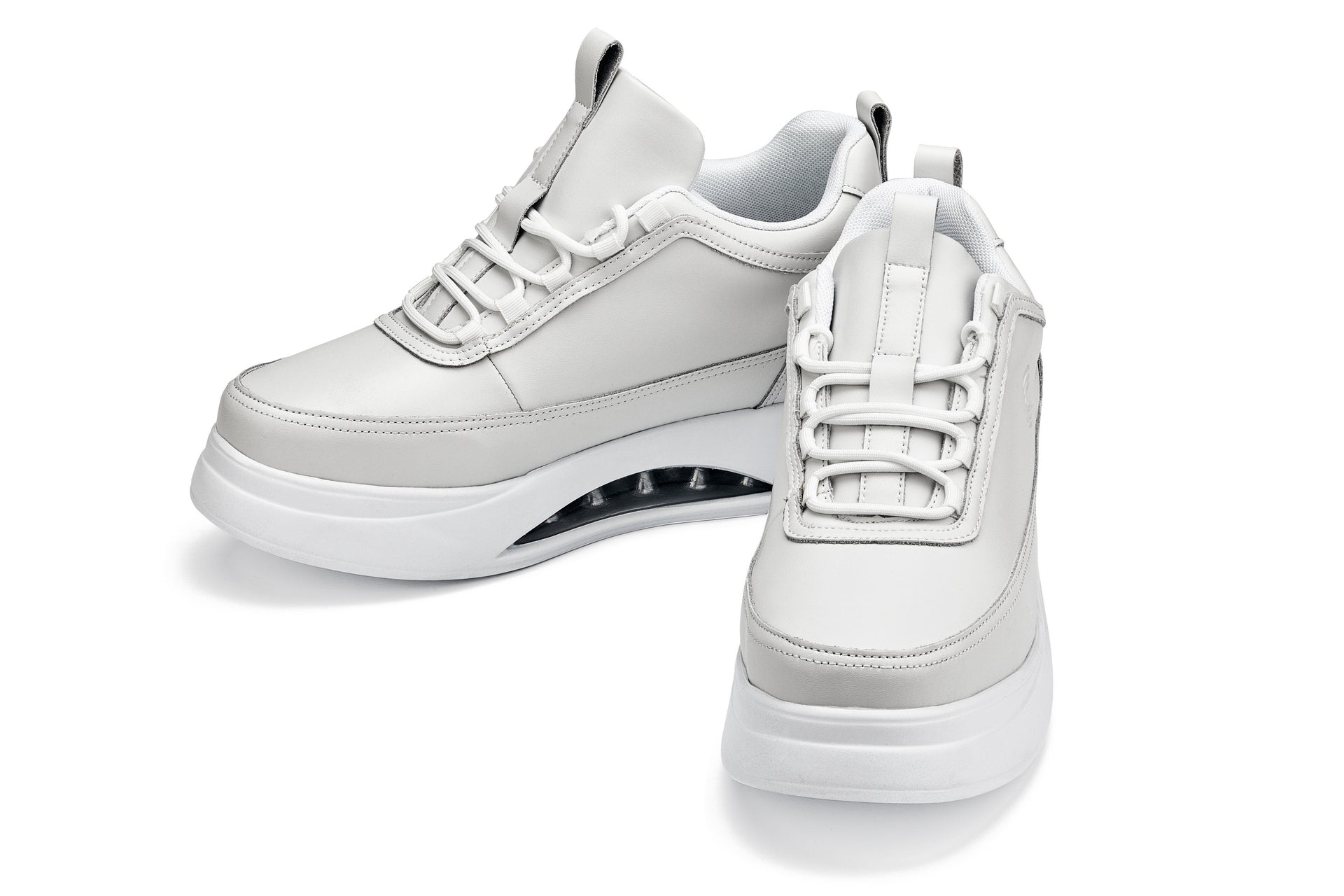 CALTO - S4926 - 3.2 Inches Taller (Bone/White Sole) - Chunky Elevated Platform Sneakers