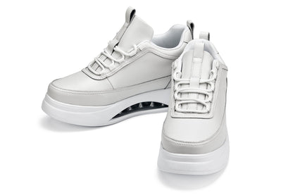 CALTO - S4926 - 3.2 Inches Taller (Bone/White Sole) - Chunky Elevated Platform Sneakers