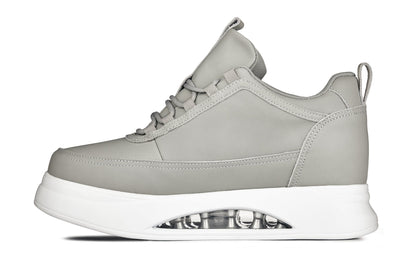 CALTO - S4927 - 3.2 Inches Taller (Dove Grey/White Sole) - Chunky Elevated Platform Sneakers