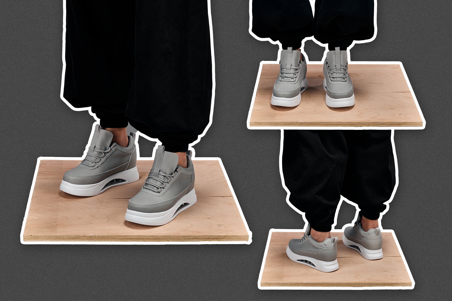 CALTO - S4927 - 3.2 Inches Taller (Dove Grey/White Sole) - Chunky Elevated Platform Sneakers