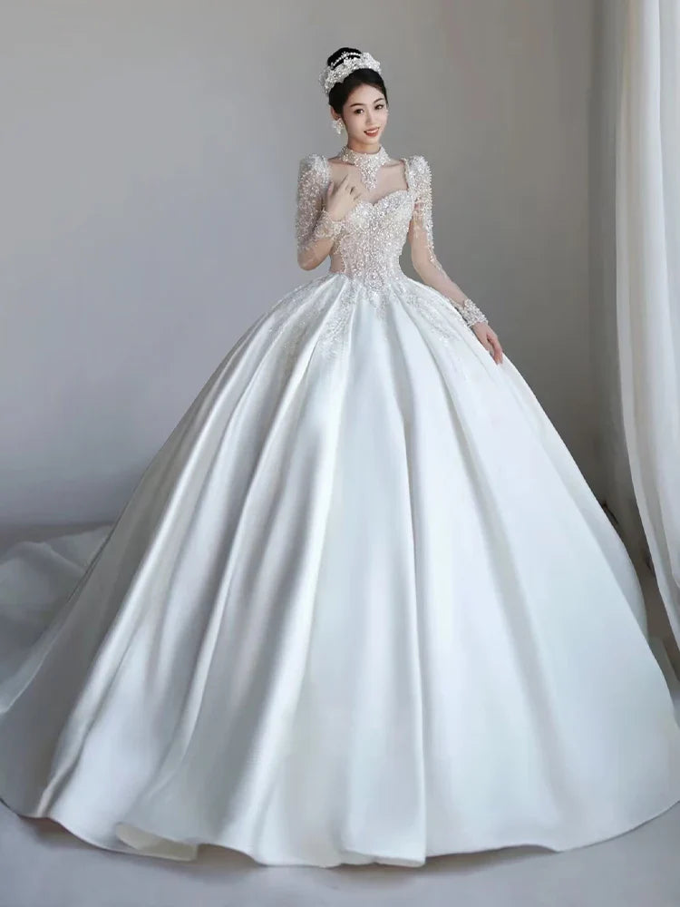 Luxurious French Satin Wedding Dress EDW105