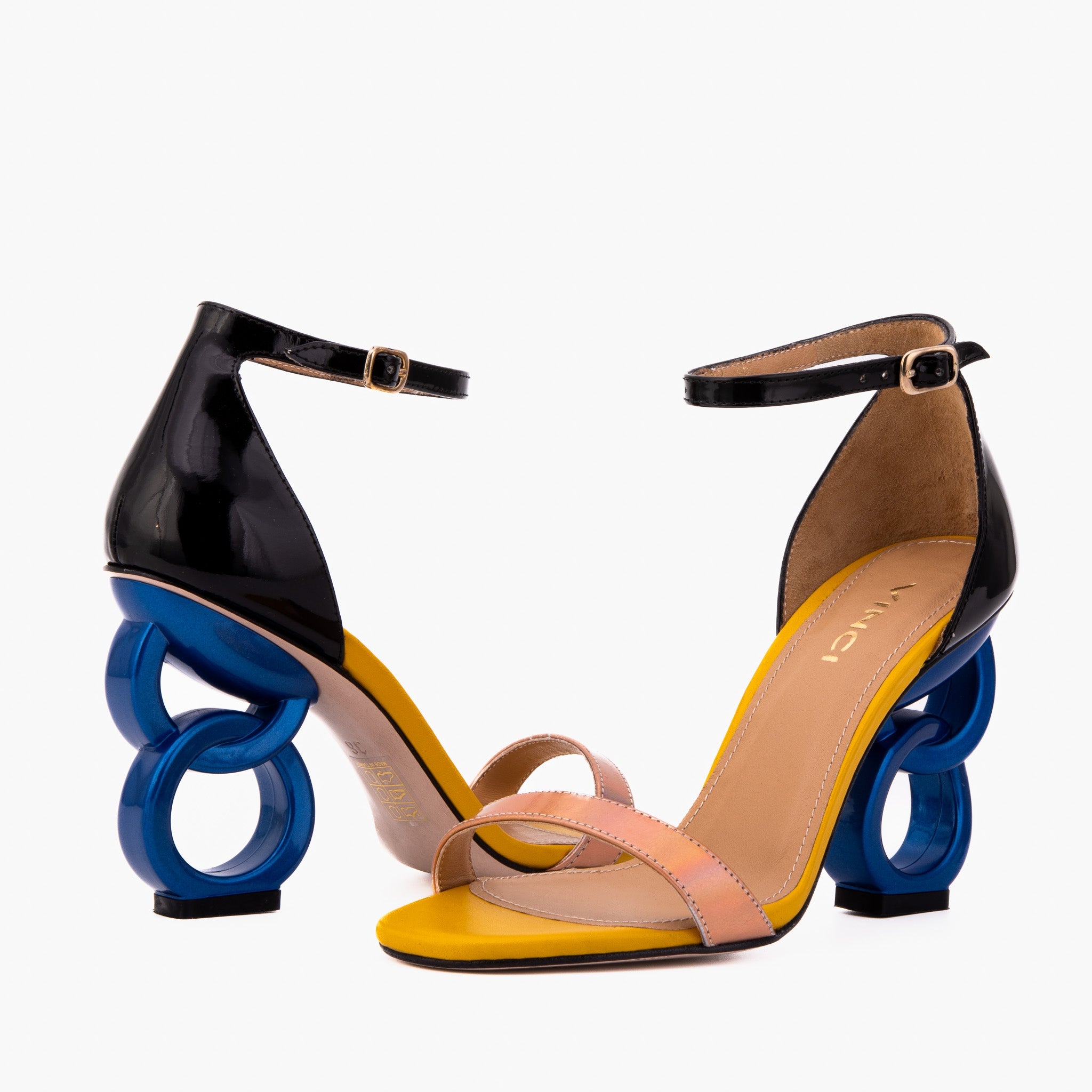 The Helix Heel Rose Gold Leather Women Sandal