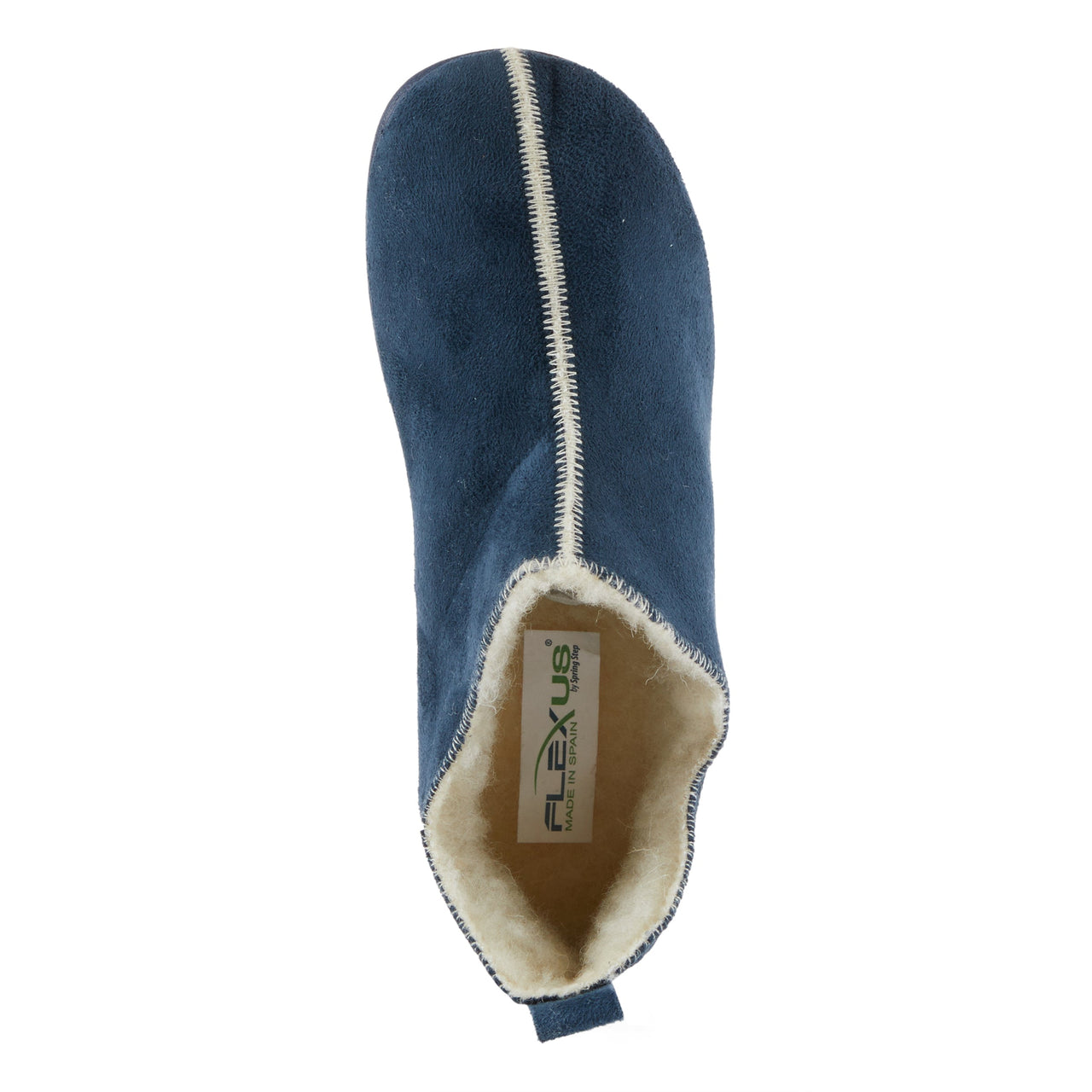 Flexus Sayge slippers in olive green with decorative stitching and warm fleece lining