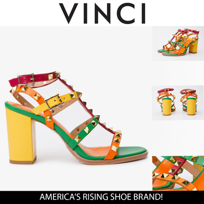 The Nejapa Block Heel Multicolor Leather Women Sandal