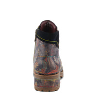 Thumbnail for Pair of hand-painted leather L'ARTISTE SERNA BOOTS with floral design and stacked heel