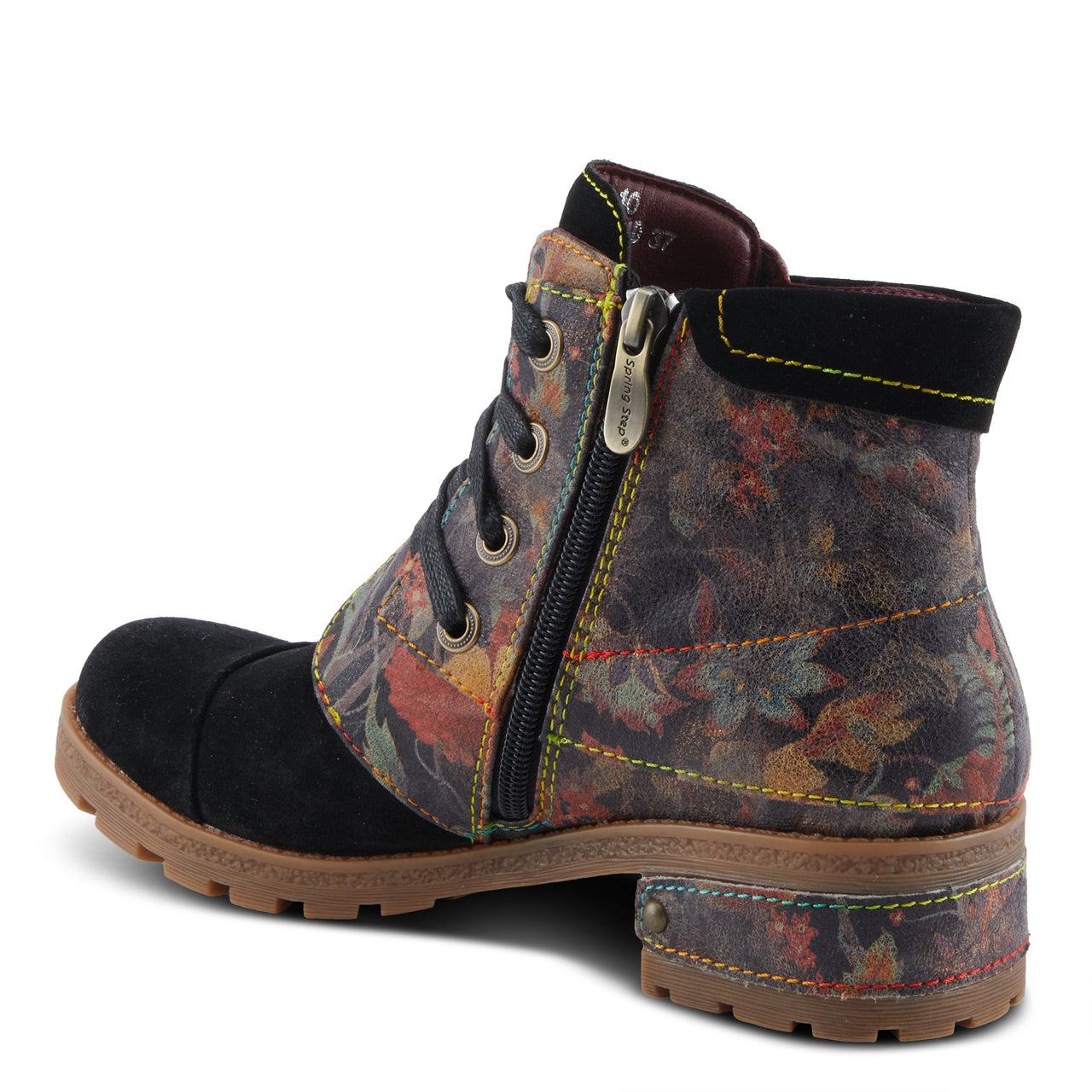 Gorgeous L'ARTISTE SERNA BOOTS in Teal Leather with Floral Motif