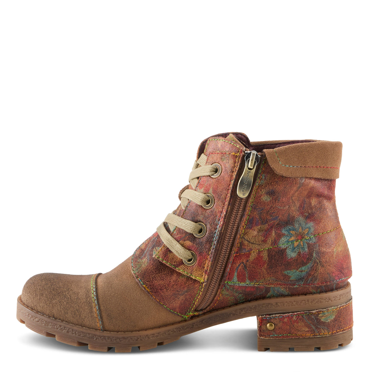 L'ARTISTE SERNA BOOTS: Vintage-inspired, handcrafted leather boots with colorful floral motif