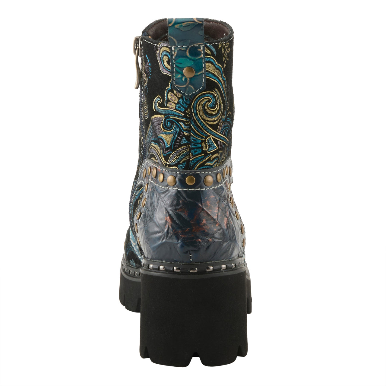 Unique L'ARTISTE SEVERITY BOOTS in tan leather with beautiful embroidered design