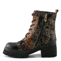 Thumbnail for L'ARTISTE SEVERITY BOOTS in Cognac leather with intricate floral embroidery