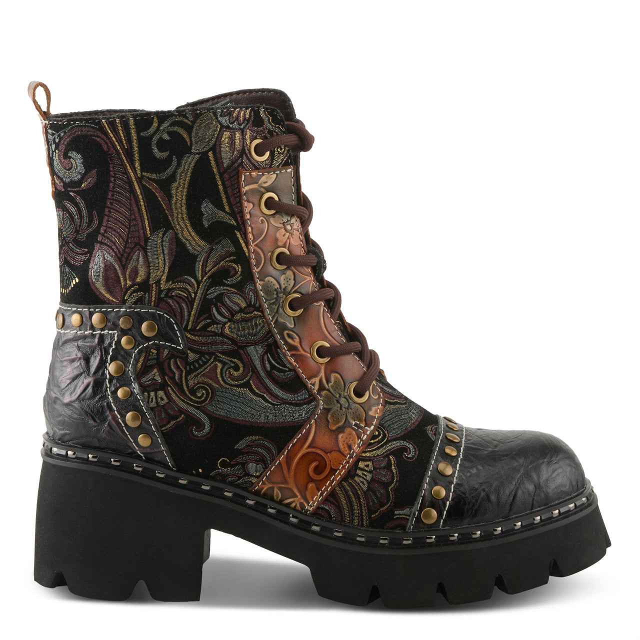  Side view of L'ARTISTE SEVERITY BOOTS highlighting the durable rubber outsole and cushioned insole for all-day comfort