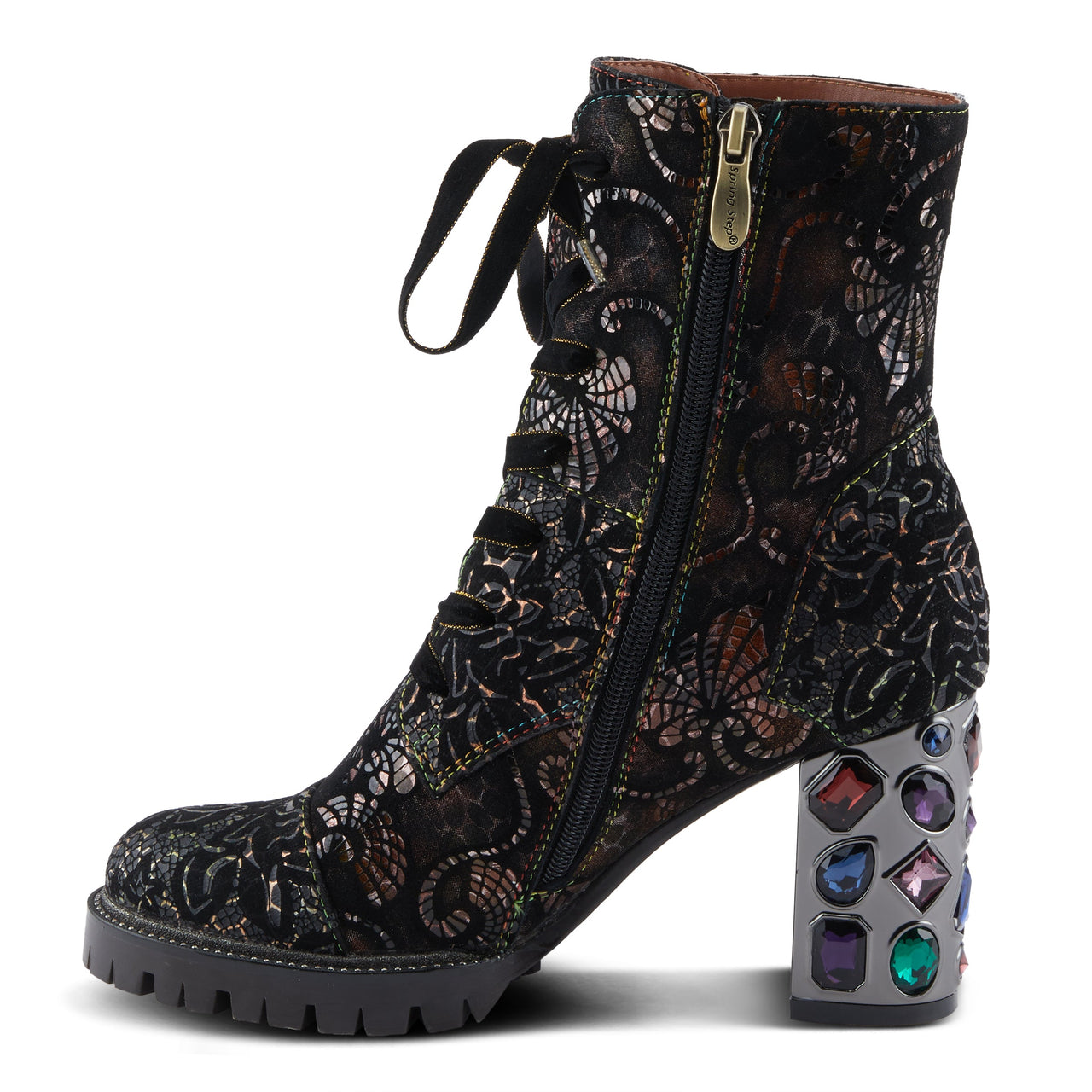 Hand-painted leather L'ARTISTE SOLAY-DELSOL BOOTS with intricate floral design