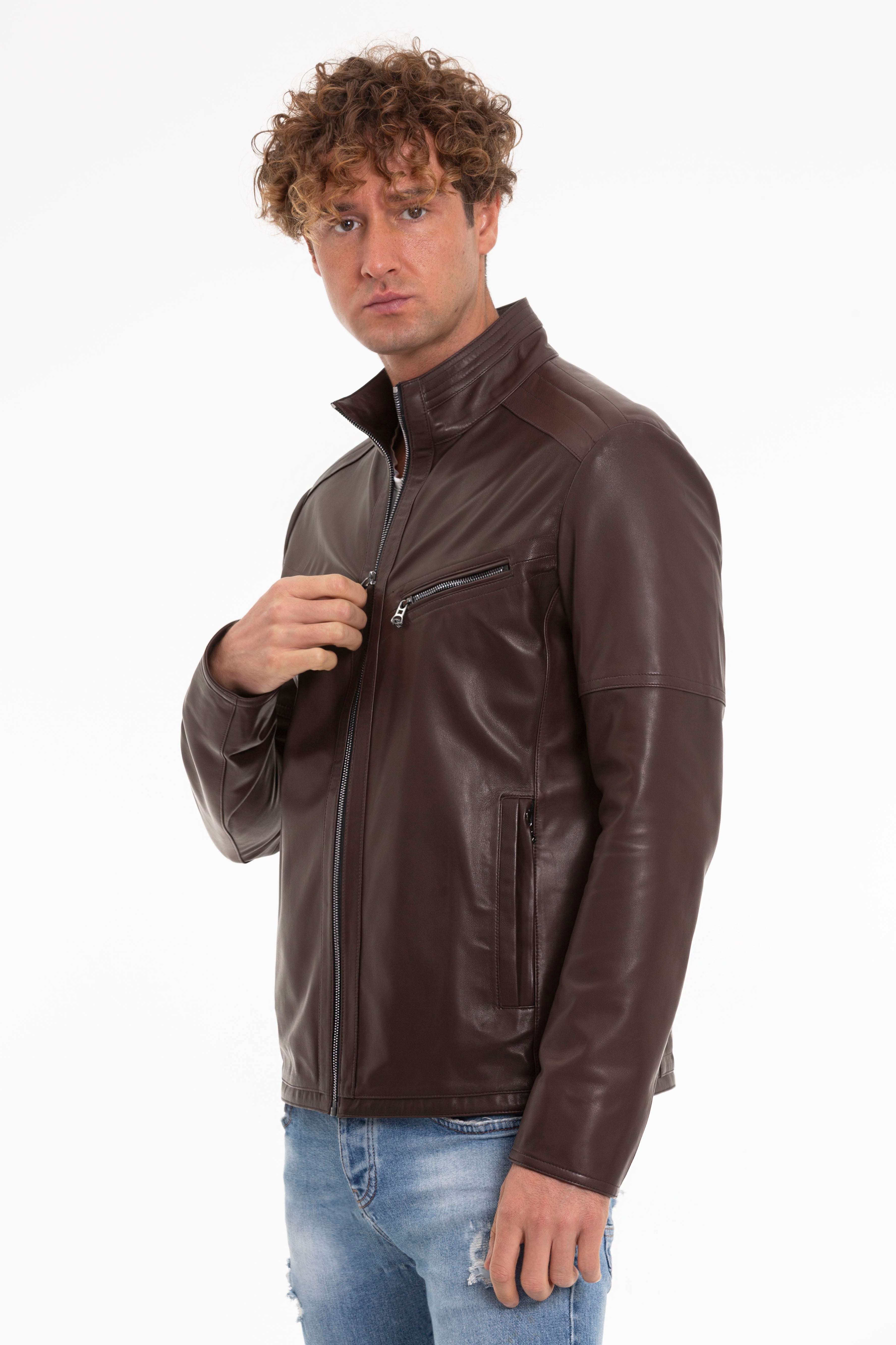 Vinci Leather Shoes The Alamo Brown Leather Men Jacket