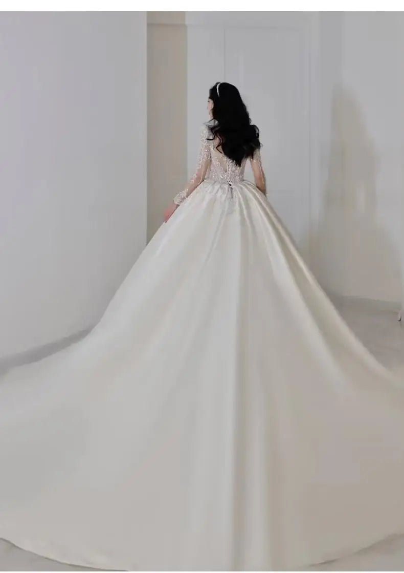 Luxurious French Satin Wedding Dress EDW105