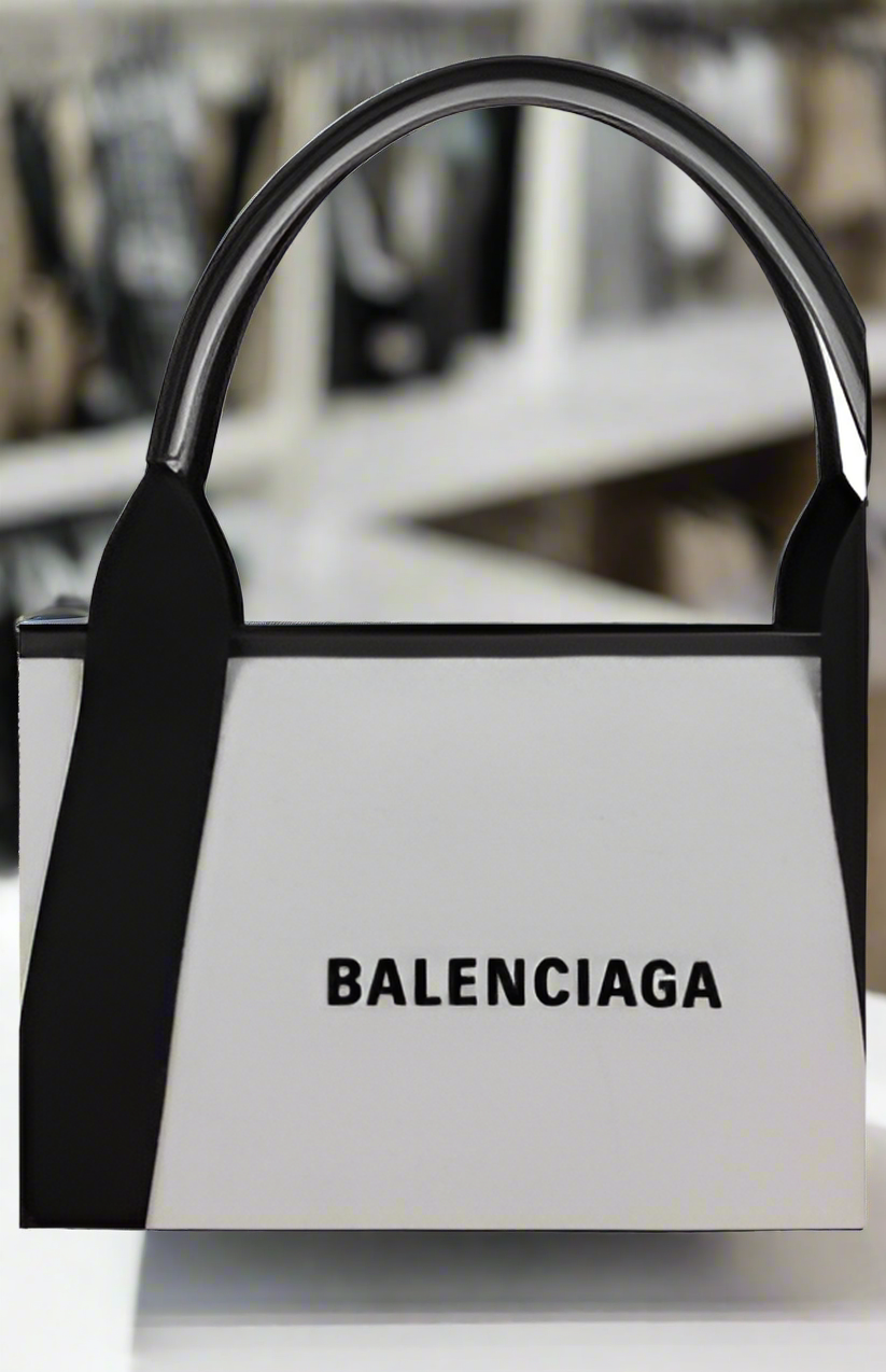 Balenciaga Cotton Leather Handbag Monogram Front Two Handles