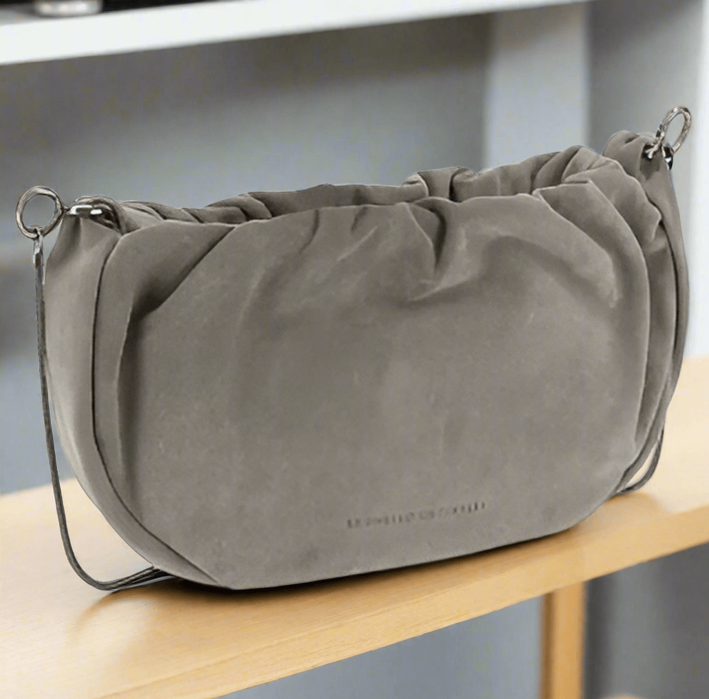 Brunello Cucinelli Suede Shoulder Bag Top Zipper Closure