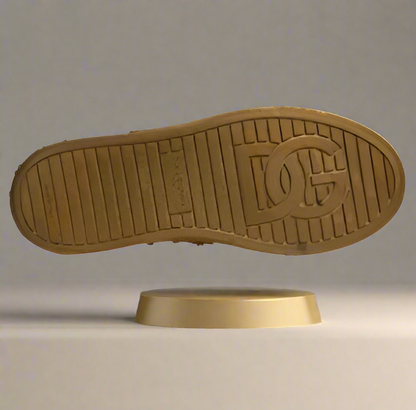 Dolce And Gabbana Men Gold Crystal Leather Slip On AQ685