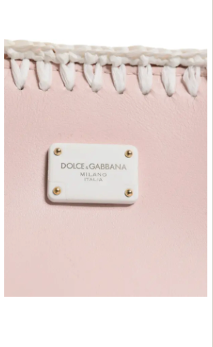 Dolce & Gabbana LIGHT PINK LOGO PLAQUE SOFT LEATHER STRAP CROSSBODY BAG