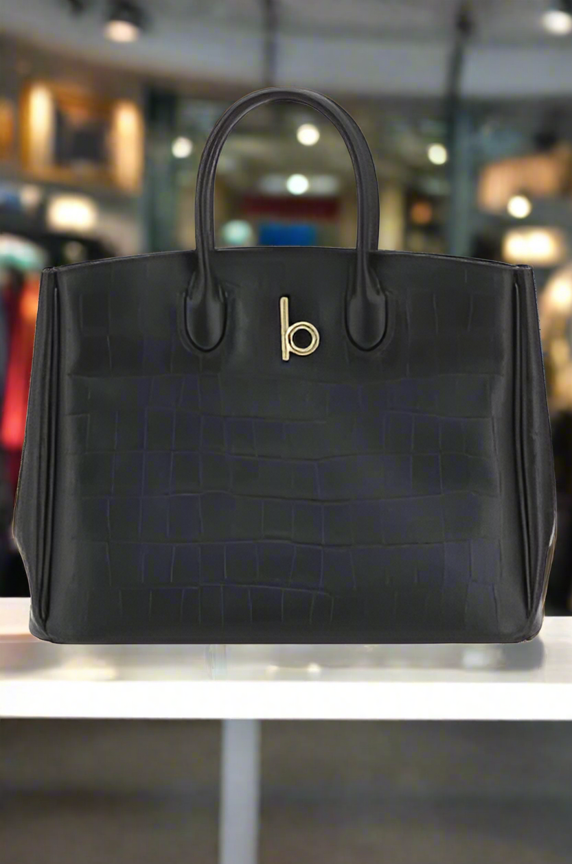 BURBERRY BLACK LEATHER CROCCO HANDBAG