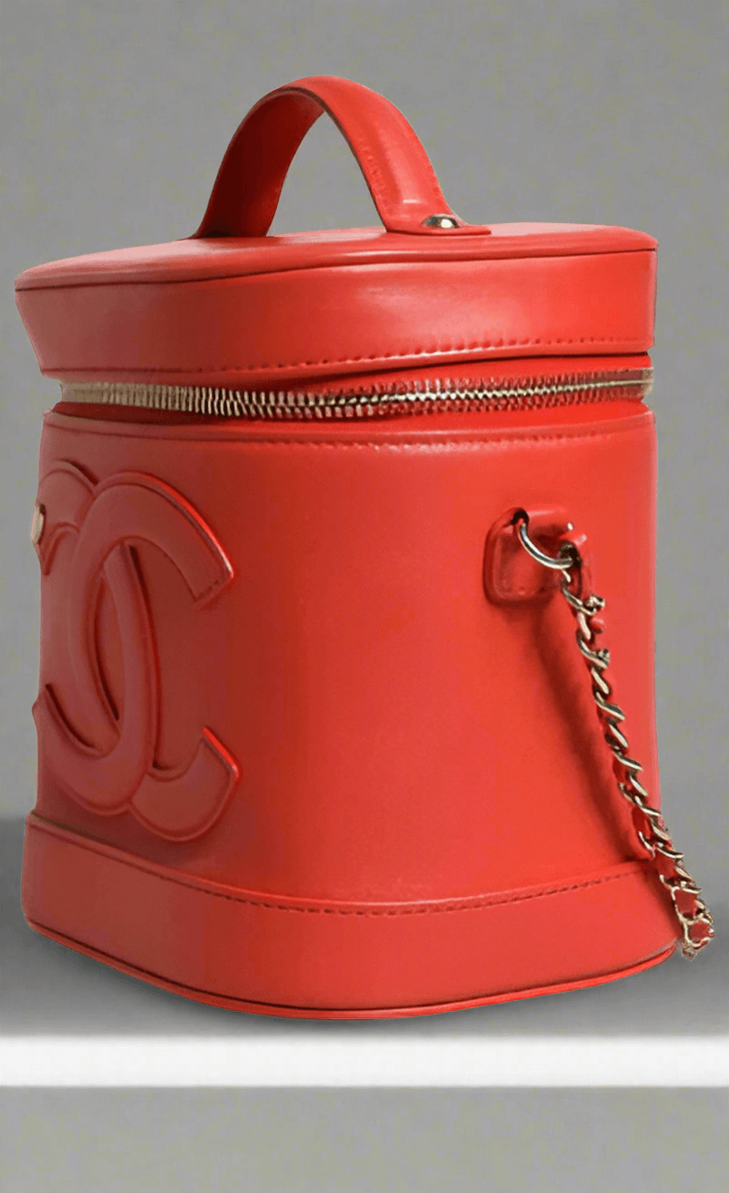 Chanel Leather Coco Mark Vanity Chain Shoulder Purse Orange 28 Series