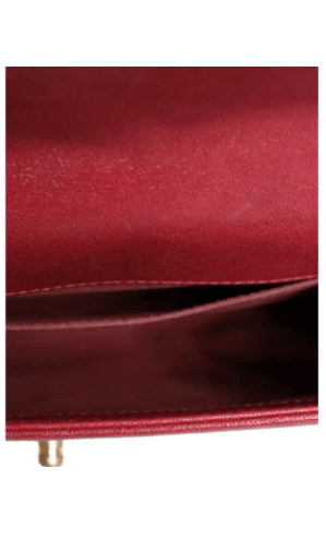 CHANEL RED LEATHER PRELOVED LAMBSKIN DOUBLE GOLD CHAIN MEDIUM SHOULDER BAG