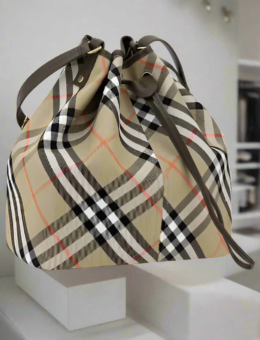 BURBERRY ARCHIVIO CHECK BUCKET BAG
