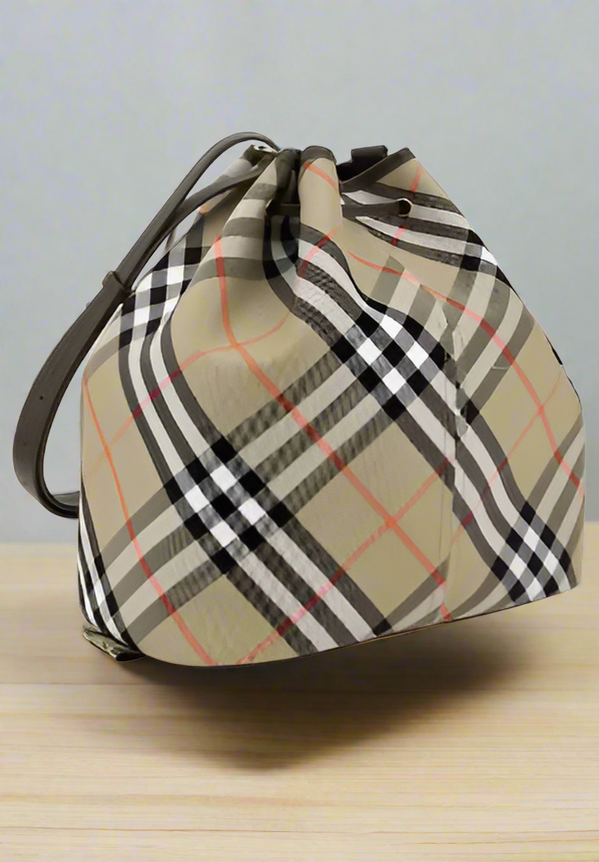 BURBERRY ARCHIVIO CHECK BUCKET BAG