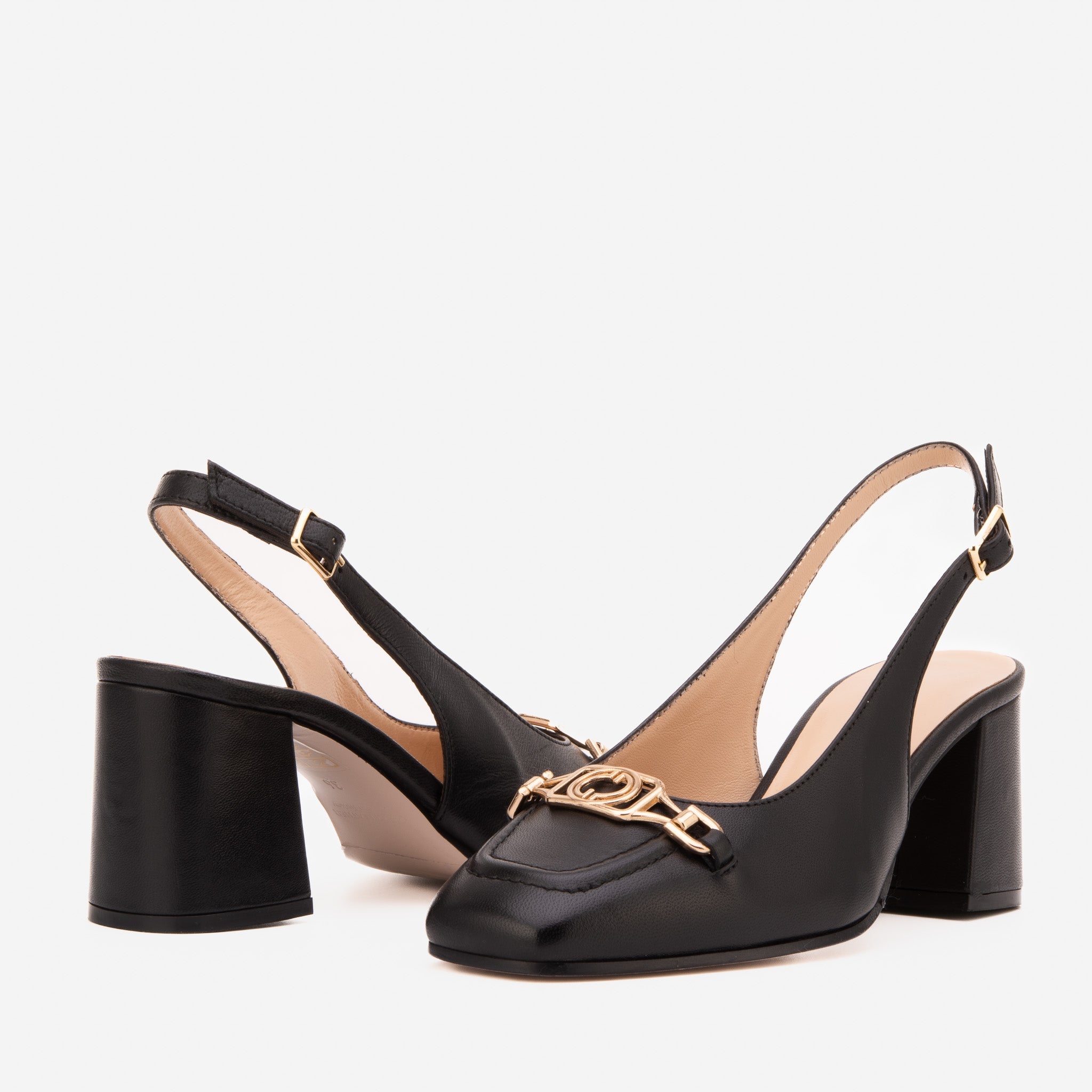 The Potomac Black Slingback Leather Women Sandal