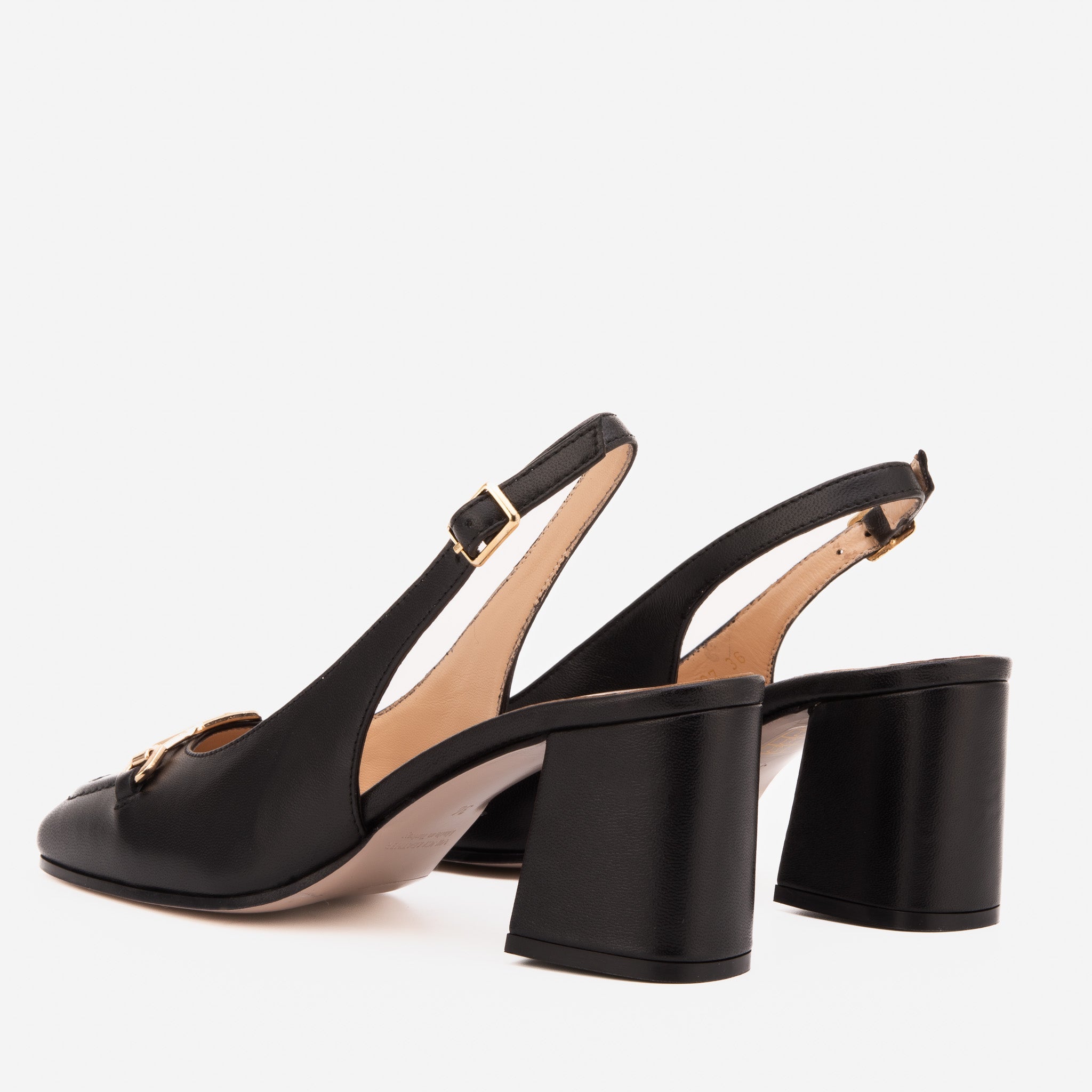 The Potomac Black Slingback Leather Women Sandal