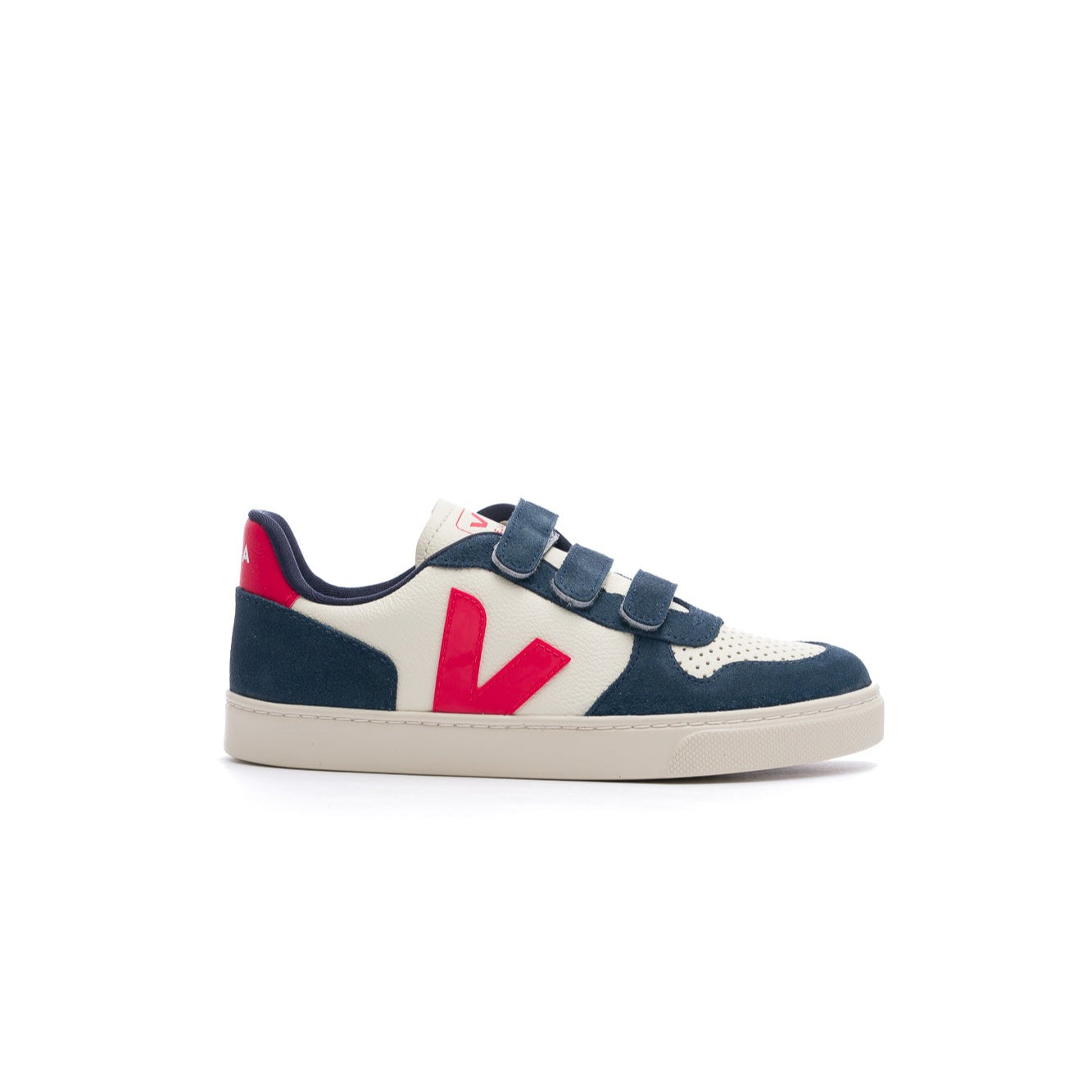 Veja Small V-10 Leather Kid's Shoe - Pure Pekin Nautico
