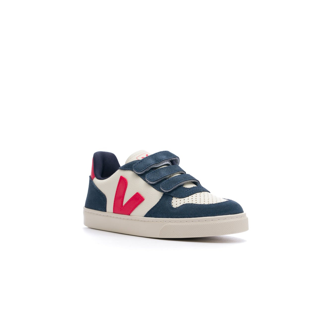 Veja Small V-10 Leather Kid's Shoe - Pure Pekin Nautico