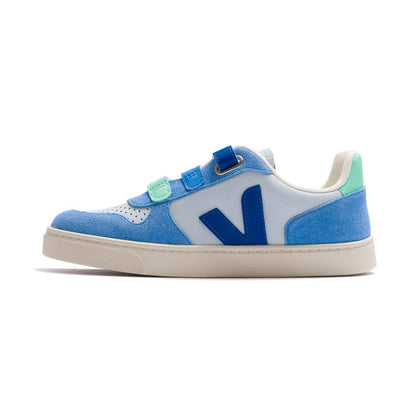Veja Small V-10 Leather Kid's Shoe - Ice Multico Indigo